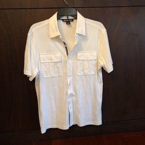 Michael Kors White Full Button-Up Polo, Never Worn